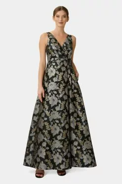 Adrianna Papell Floral Jacquard Gown