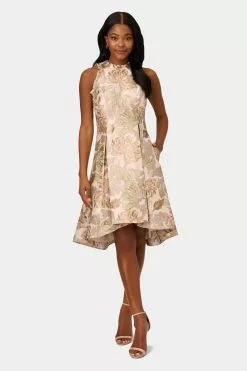 Adrianna Papell Jacquard Flare Dress
