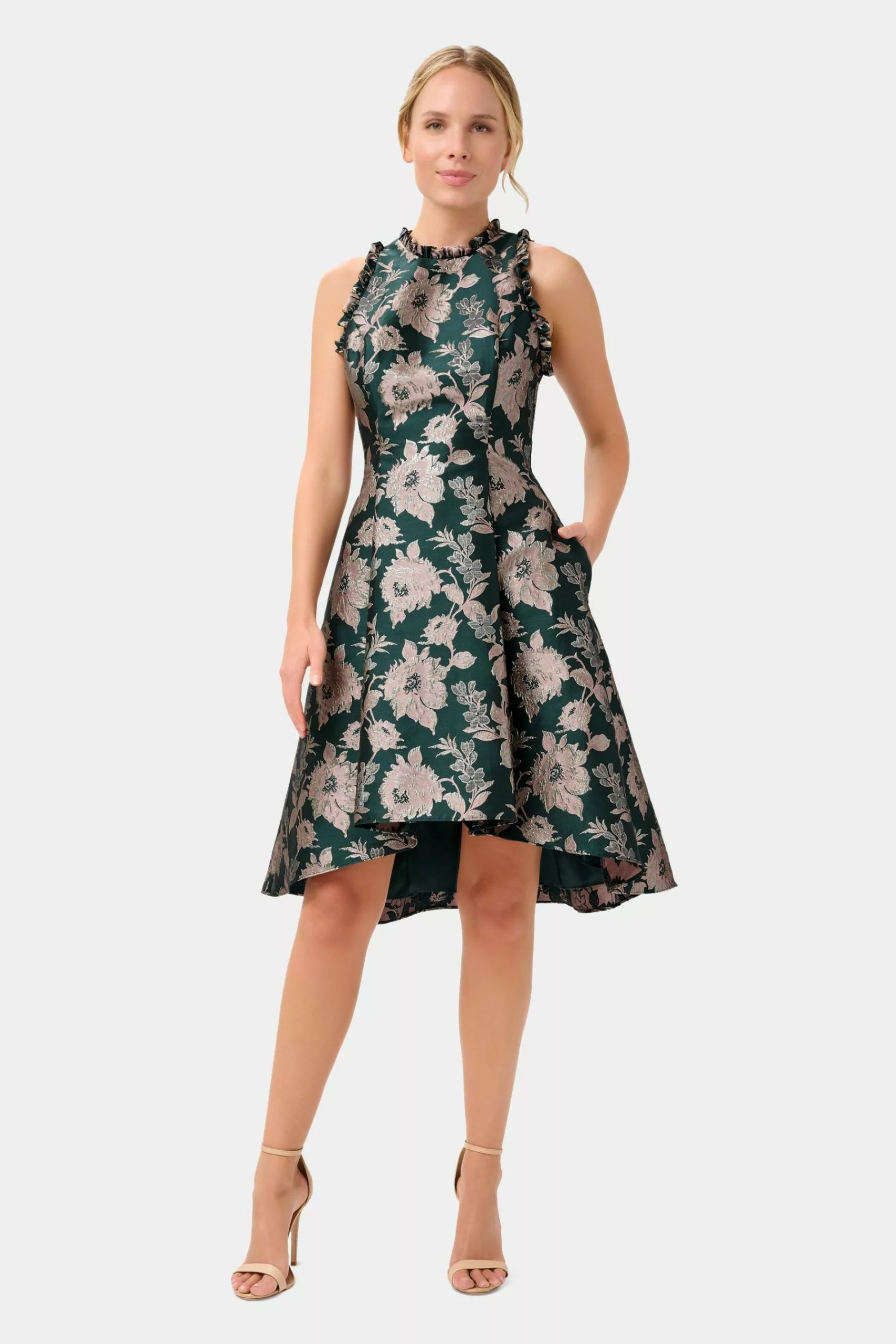 Adrianna Papell Ruffle Jacquard Dress 1 Adrianna Papell Ruffle Jacquard Dress