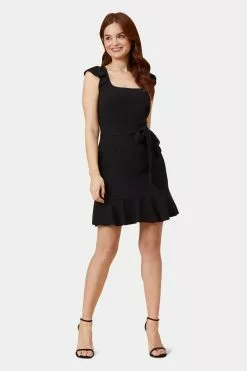 Adrianna Papell Crepe Flounce Dress