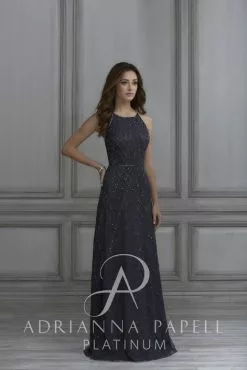 Adrianna Papell 40117 Lace Up Back Bridesmaid Dress