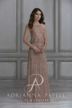 Adrianna Papell 40119 Flounce Beaded Bridesmaid Dress