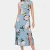 Adrianna Papell Floral Printed Tie Neck Dress