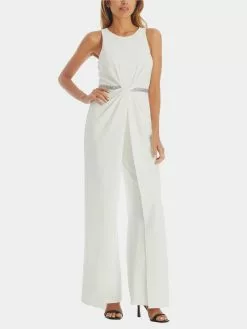Adrianna Papell Crystal Waist Crepe Jumpsuit