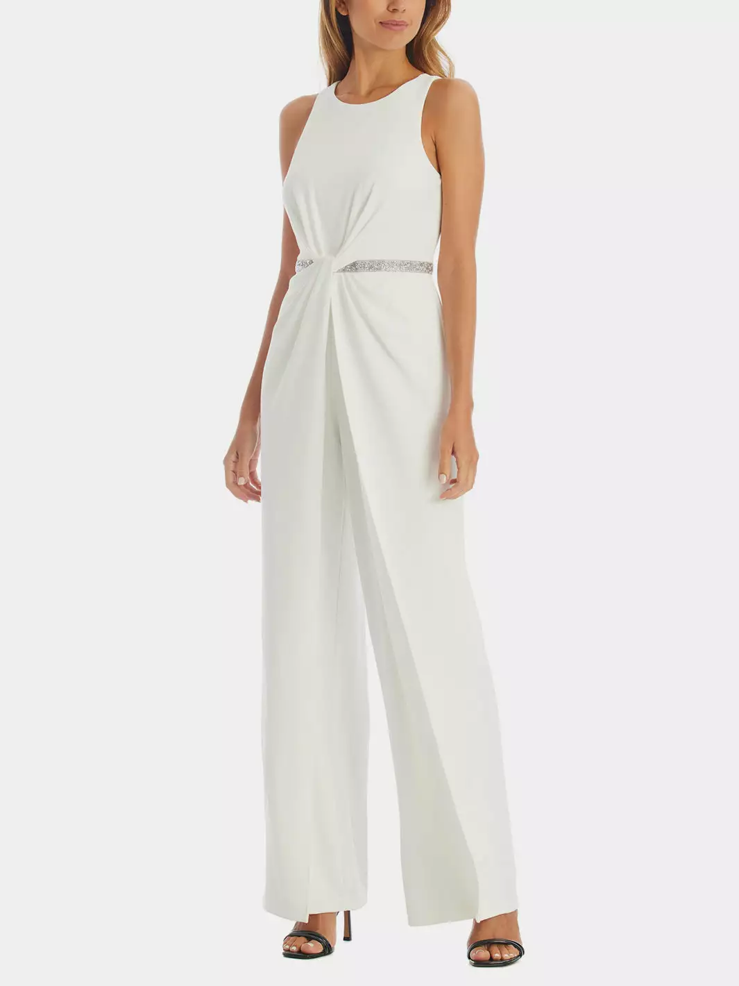 Adrianna Papell Crystal Waist Crepe Jumpsuit 3 Adrianna Papell Crystal Waist Crepe Jumpsuit - Image 3