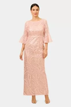 Adrianna Papell Sequin Embroidered Gown