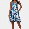 Adrianna Papell Printed Mikado High-Low Dress