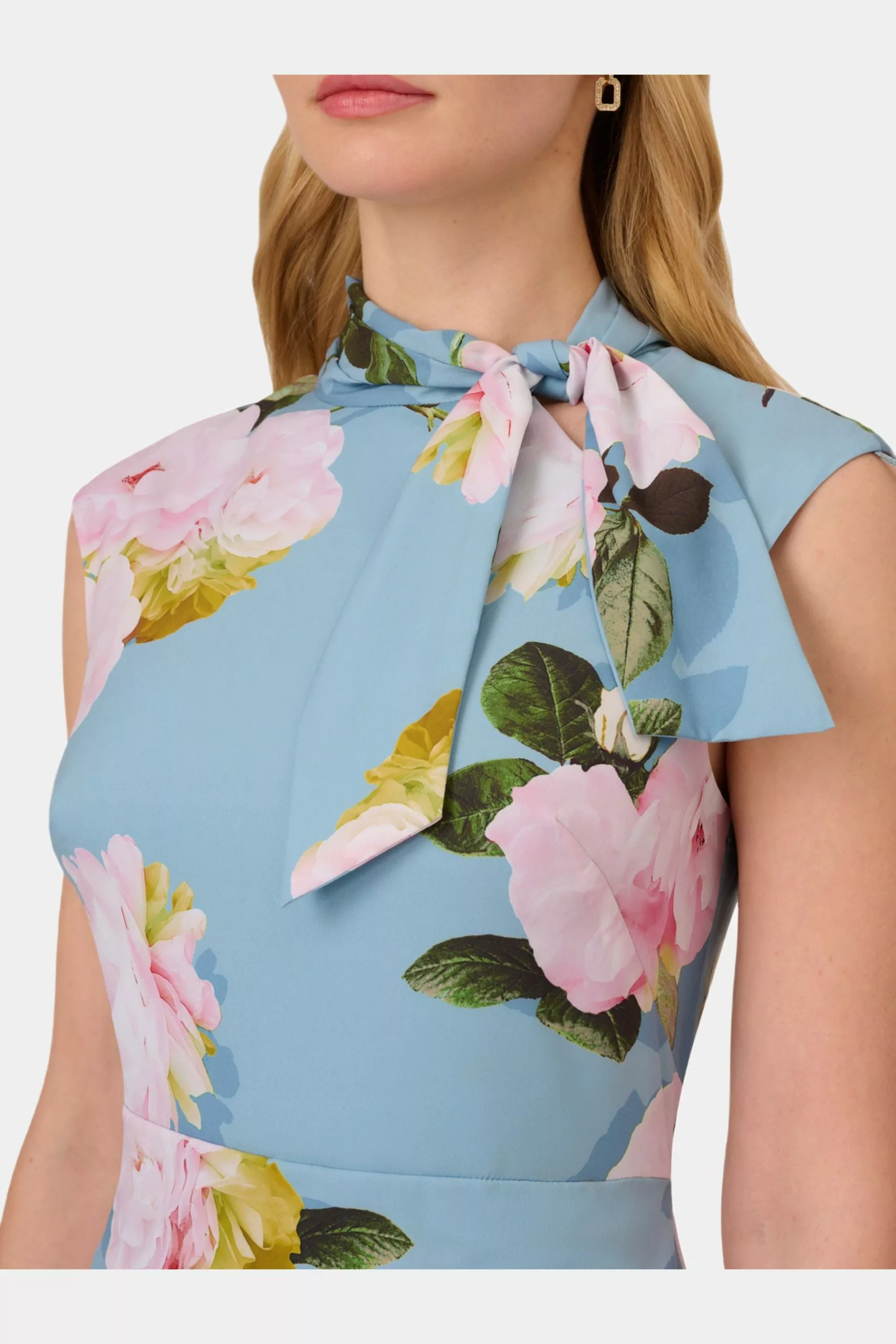 Adrianna Papell Floral Printed Tie Neck Dress 2 Adrianna Papell Floral Printed Tie Neck Dress - Image 2