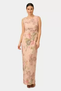 Adrianna Papell Floral Matelasse Gown