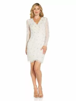 Adrianna Papell Long Sleeve Beaded Cocktail