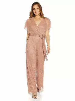 Adrianna Papell Metallic Pleated Jumpsuit