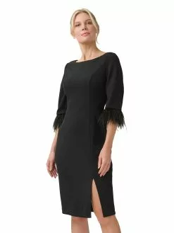 Adrianna Papell Feather Trimmed Crepe Sheath -Deals Adrianna Papell Store a0c1f9aa 8d4b 4081 9500 990932a7214f