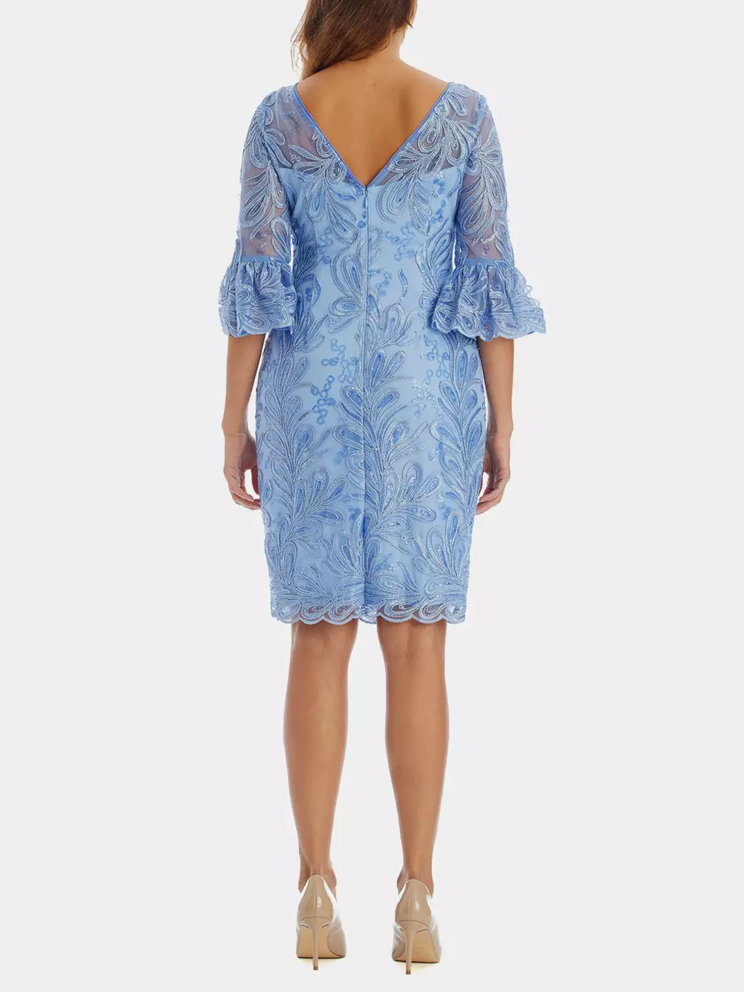 Adrianna Papell Bell Sleeve Embroidery Dress 2 Adrianna Papell Bell Sleeve Embroidery Dress - Image 2