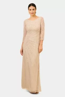 Adrianna Papell Beaded Long Gown