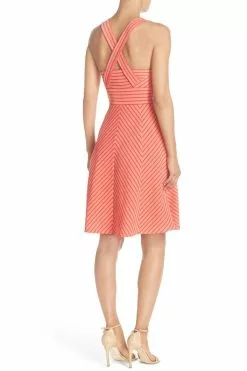 Adrianna Papell - 12255150 Sleeveless Striped Ottoman Knit Sundress -Deals Adrianna Papell Store adrianna papell 12255150 sleeveless striped ottoman knit sundress special occasion dress 7739160461395