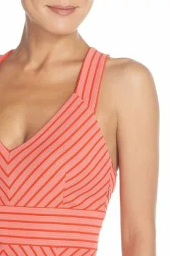 Adrianna Papell - 12255150 Sleeveless Striped Ottoman Knit Sundress -Deals Adrianna Papell Store adrianna papell 12255150 sleeveless striped ottoman knit sundress special occasion dress 7739160494163