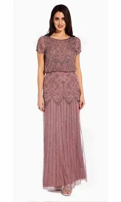 Adrianna Papell - 191906600 Embellished Mesh Blouson Evening Dress -Deals Adrianna Papell Store adrianna papell 191906600 embellished mesh blouson evening dress evening dresses 0 rose mercury 14840806309971