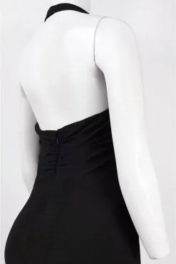 Adrianna Papell - 191915320 Ruched Jersey Halter Dress -Deals Adrianna Papell Store adrianna papell 191915320 ruched jersey halter dress special occasion dress 2 black 5446153109561