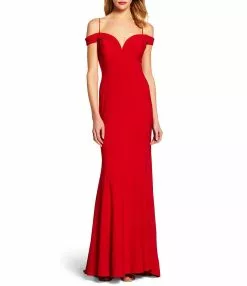 Adrianna Papell - 191916940 Off-Shoulder Empire Pleated Dress -Deals Adrianna Papell Store adrianna papell 191916940 off shoulder empire pleated dress special occasion dress 0 red 28860280766547