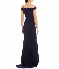 Adrianna Papell - 191916940 Off-Shoulder Empire Pleated Dress -Deals Adrianna Papell Store adrianna papell 191916940 off shoulder empire pleated dress special occasion dress 28860299608147