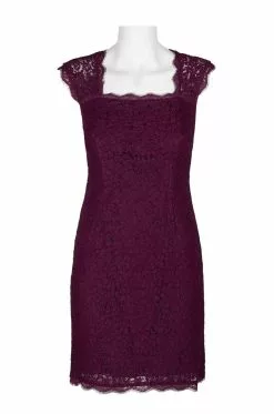 Adrianna Papell - 41895460 Floral Lace Square Neck Cutout Dress -Deals Adrianna Papell Store adrianna papell 41895460 floral lace square neck cutout dress holiday dresses 12165117509715