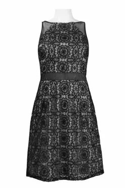 Adrianna Papell - 41908460 Sheer Accented Floral Crochet Lace Dress -Deals Adrianna Papell Store adrianna papell 41908460 sheer accented floral crochet lace dress party dresses 13972976762963