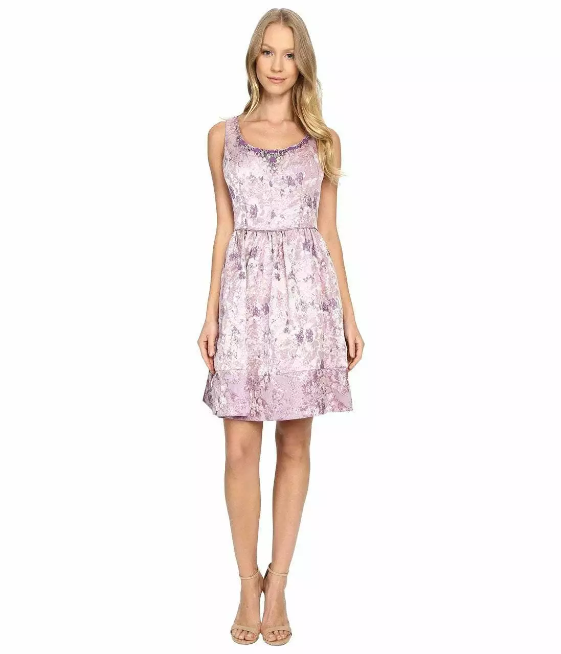 Adrianna Papell - 41919570 Metallic Jacquard Floral Cocktail Dress 1 Adrianna Papell - 41919570 Metallic Jacquard Floral Cocktail Dress