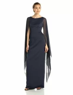 Adrianna Papell - 81917310 Fitted Bateau Dress With Cape