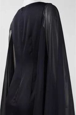 Adrianna Papell - 81917310 Fitted Bateau Dress With Cape -Deals Adrianna Papell Store adrianna papell 81917310 fitted bateau dress with cape special occasion dress 5445734629433