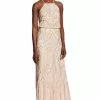 Adrianna Papell - 91907930 Bedazzled Halter Blouson Sheath Dress