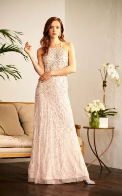 Adrianna Papell - 91907930 Bedazzled Halter Blouson Sheath Dress -Deals Adrianna Papell Store adrianna papell 91907930 bedazzled halter blouson sheath dress special occasion dress 5445766873145