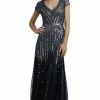 Adrianna Papell - 92868950 Cap Sleeve Sequined Mesh A-Line Gown