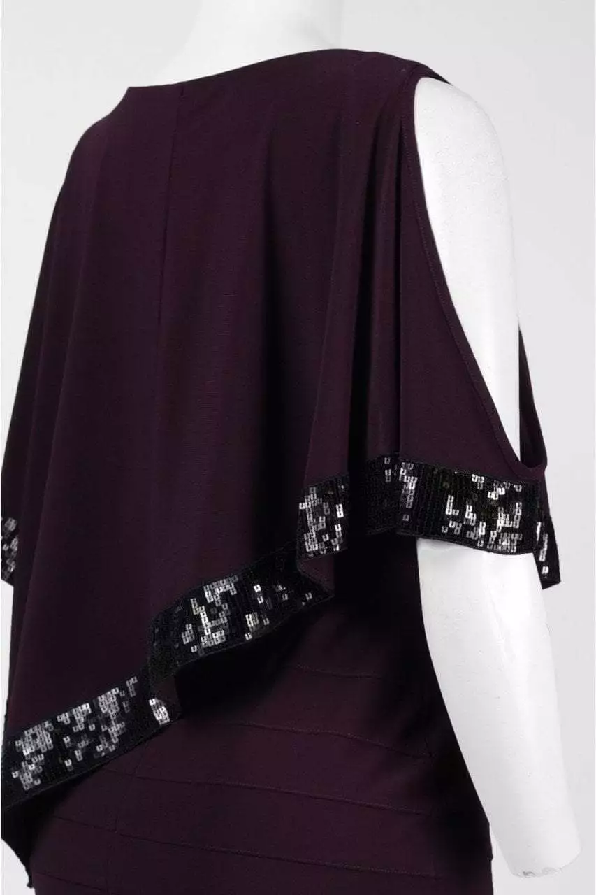 Adrianna Papell - AP1D100418 Sequin Trim Capelet Banded Sheath Dress 2 Adrianna Papell - AP1D100418 Sequin Trim Capelet Banded Sheath Dress - Image 2