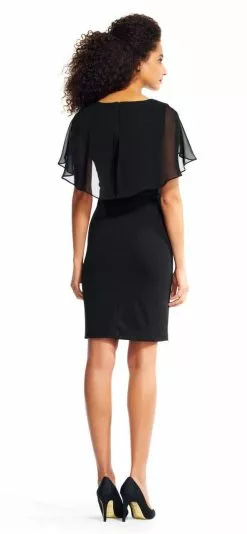 Adrianna Papell - AP1D100542 Sheer Ruffle Cape Little Black Dress 9 Adrianna Papell - AP1D100542 Sheer Ruffle Cape Little Black Dress -Deals Adrianna Papell Store adrianna papell ap1d100542 sheer ruffle cape little black dress special occasion dress 29032842559571
