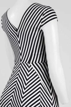 Adrianna Papell - AP1D100624 Striped V-Neck A-Line Short Dress -Deals Adrianna Papell Store adrianna papell ap1d100624 striped v neck a line short dress wedding guest 13972977451091