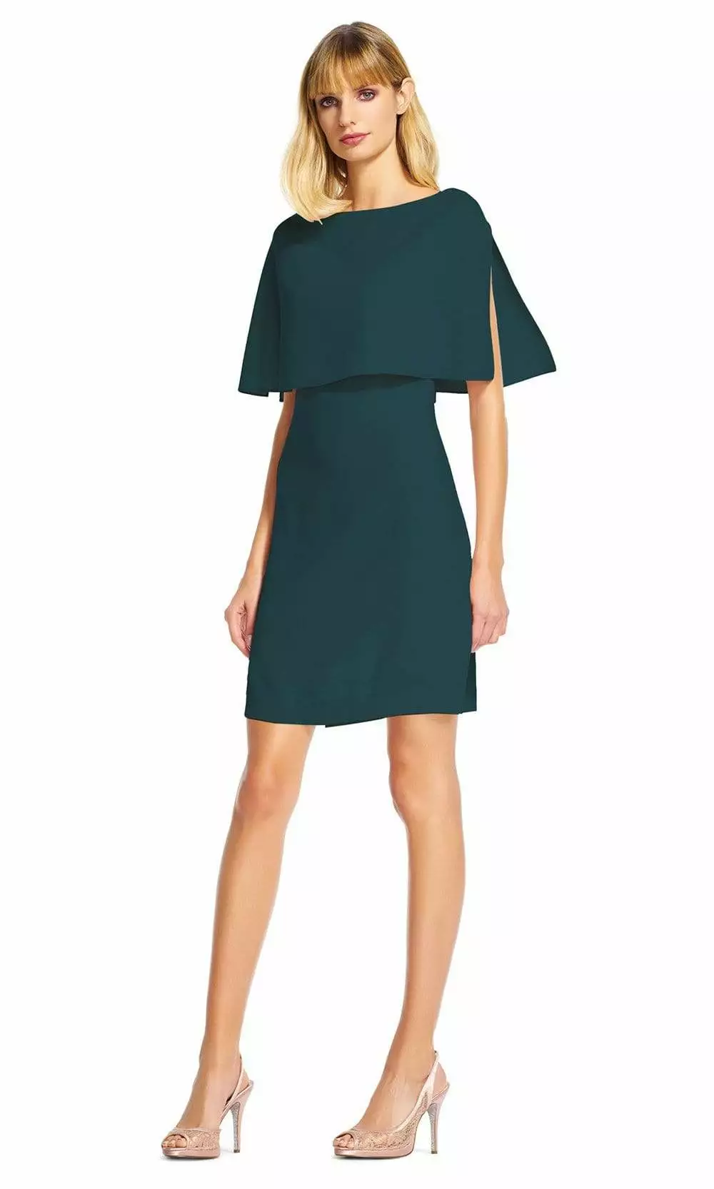 Adrianna Papell - AP1D100716 Popover Cape Crepe Shift Dress 1 Adrianna Papell - AP1D100716 Popover Cape Crepe Shift Dress