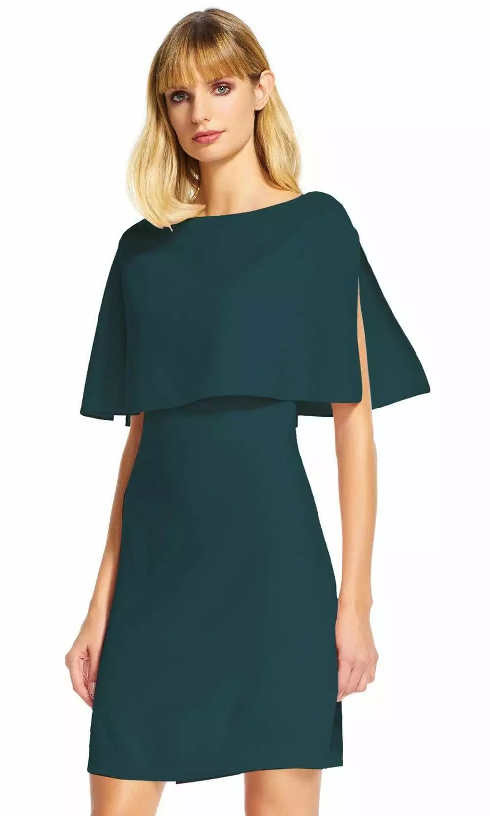 Adrianna Papell - AP1D100716 Popover Cape Crepe Shift Dress 3 Adrianna Papell - AP1D100716 Popover Cape Crepe Shift Dress - Image 3