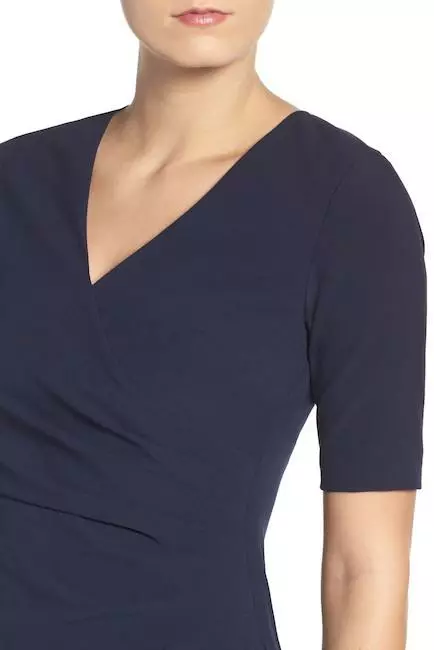 Adrianna Papell - AP1D100811 Short Sleeve V-neck Sheath Dress 5 Adrianna Papell - AP1D100811 Short Sleeve V-neck Sheath Dress - Image 5