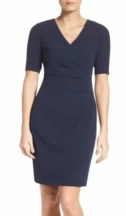Adrianna Papell - AP1D100811 Short Sleeve V-neck Sheath Dress 11 Adrianna Papell - AP1D100811 Short Sleeve V-neck Sheath Dress -Deals Adrianna Papell Store adrianna papell ap1d100811 short sleeve v neck sheath dress special occasion dress 7191706992723