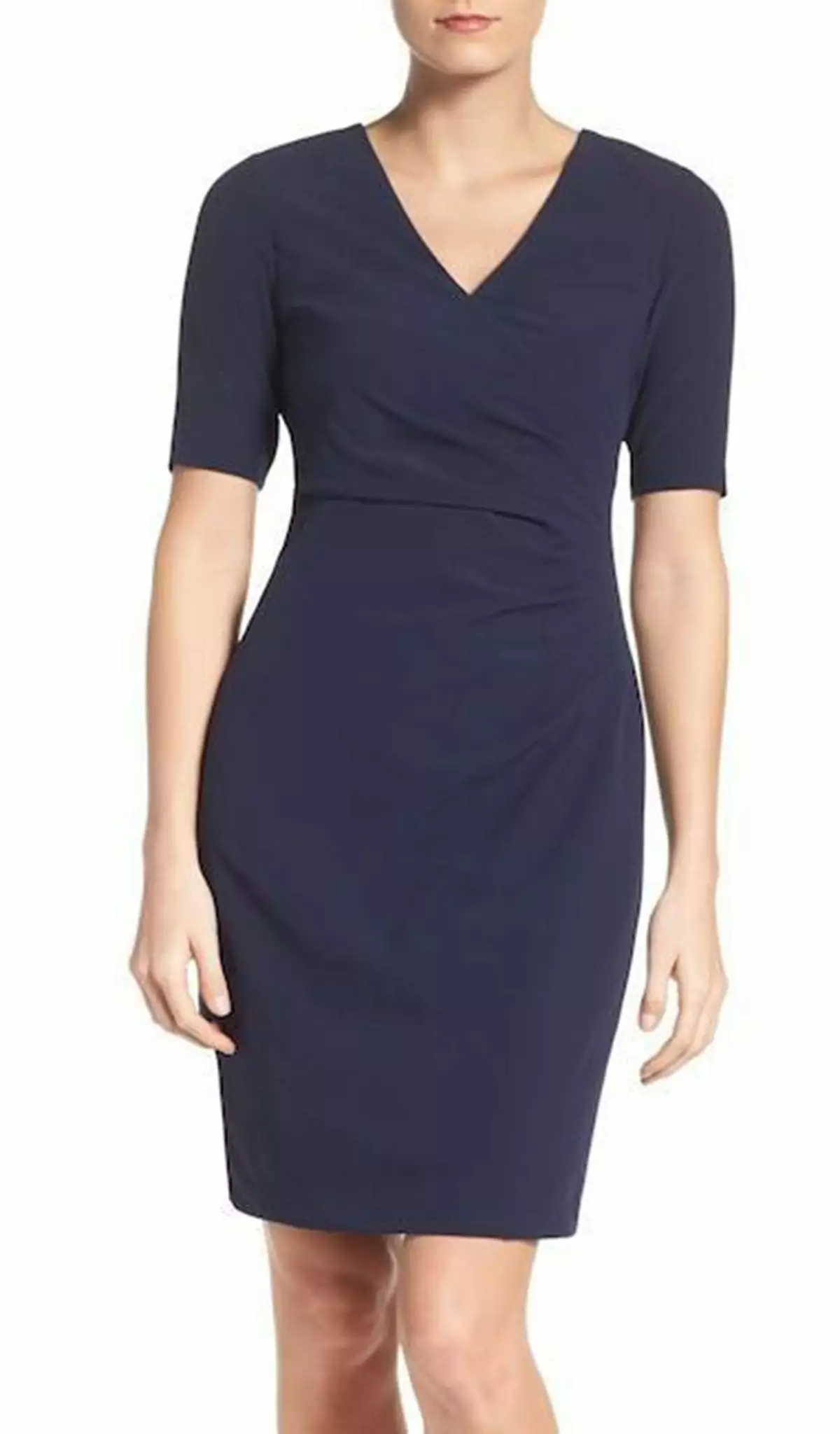 Adrianna Papell - AP1D100811 Short Sleeve V-neck Sheath Dress 4 Adrianna Papell - AP1D100811 Short Sleeve V-neck Sheath Dress - Image 4