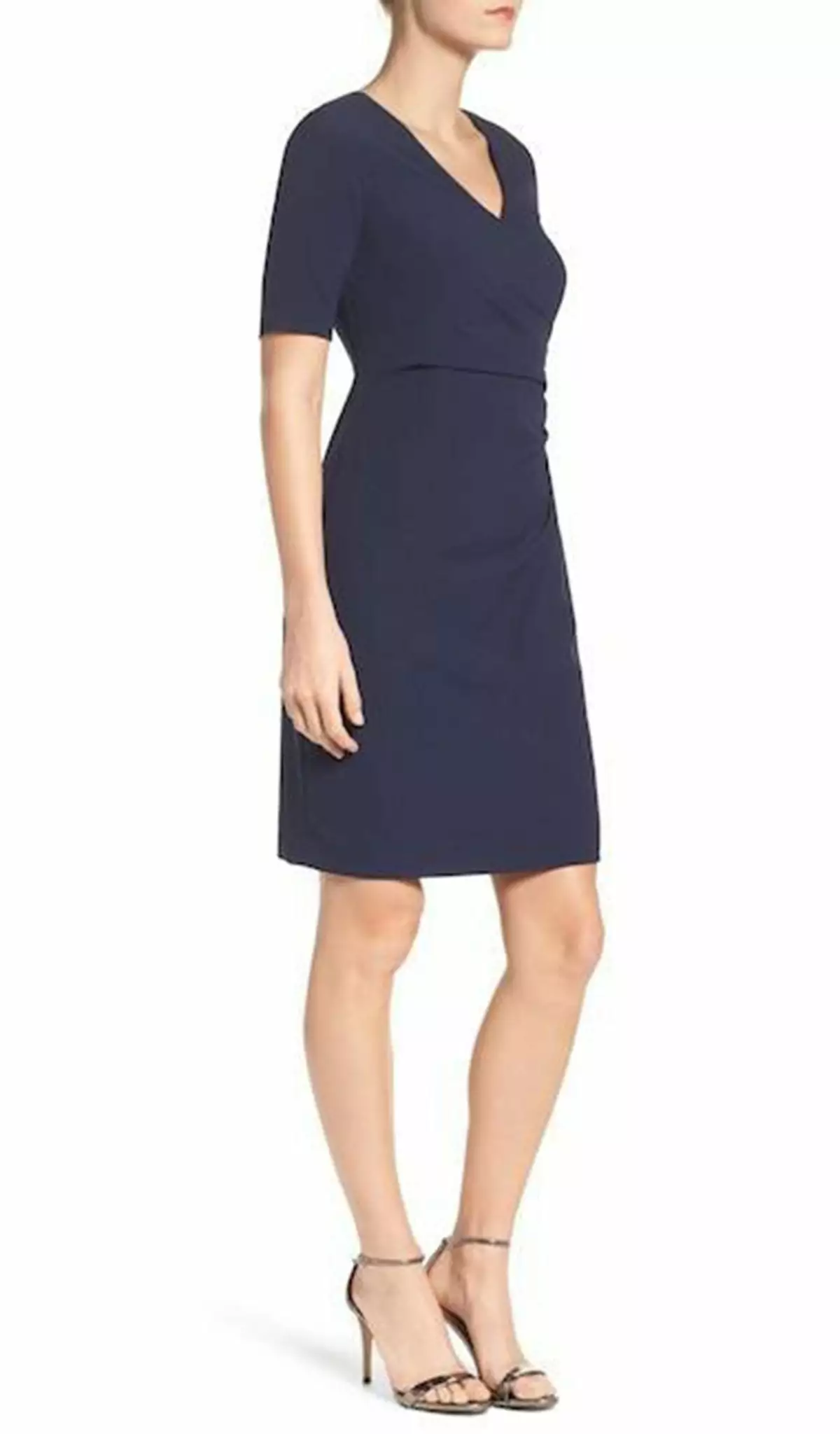 Adrianna Papell - AP1D100811 Short Sleeve V-neck Sheath Dress 3 Adrianna Papell - AP1D100811 Short Sleeve V-neck Sheath Dress - Image 3