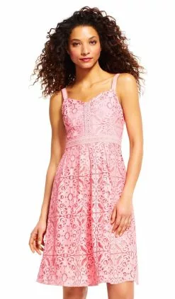 Adrianna Papell - AP1D100817 Full Lace V-neck A-line Dress -Deals Adrianna Papell Store adrianna papell ap1d100817 full lace v neck a line dress special occasion dress 7191753556051