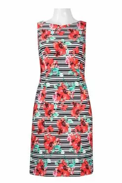 Adrianna Papell - AP1D100873 Floral Striped Sheath Cocktail Dress -Deals Adrianna Papell Store adrianna papell ap1d100873 floral striped sheath cocktail dress party dresses 13972978008147