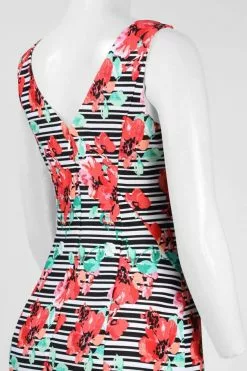 Adrianna Papell - AP1D100873 Floral Striped Sheath Cocktail Dress -Deals Adrianna Papell Store adrianna papell ap1d100873 floral striped sheath cocktail dress party dresses 13972978040915