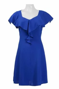 Adrianna Papell - AP1D101048 Ruffled V-Neck A-Line Short Dress -Deals Adrianna Papell Store adrianna papell ap1d101048 ruffled v neck a line short dress party dresses 13972978401363