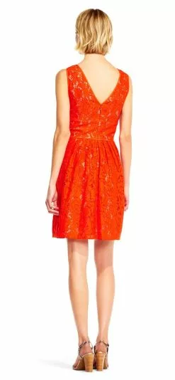 Adrianna Papell - AP1D101098 Lace V-neck A-line Dress -Deals Adrianna Papell Store adrianna papell ap1d101098 lace v neck a line dress special occasion dress 5445939920953
