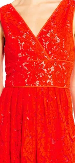 Adrianna Papell - AP1D101098 Lace V-neck A-line Dress -Deals Adrianna Papell Store adrianna papell ap1d101098 lace v neck a line dress special occasion dress 5445939986489