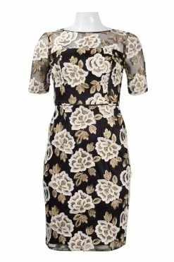 Adrianna Papell - AP1D101410 Floral Embroidered Illusion Bateau Dress -Deals Adrianna Papell Store adrianna papell ap1d101410 floral embroidered illusion bateau dress special occasion dress 6922006790227