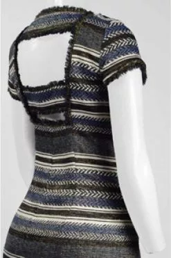 Adrianna Papell - AP1D101468 Stripe Patterned Sheath Dress With Cutout -Deals Adrianna Papell Store adrianna papell ap1d101468 stripe patterned sheath dress with cutout special occasion dress 6921911009363