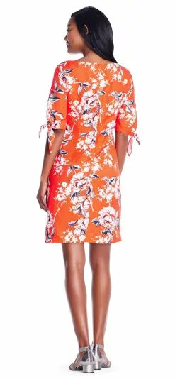 Adrianna Papell - AP1D102267 Floral Print Sleeves Tie Dress -Deals Adrianna Papell Store adrianna papell ap1d102267 floral print sleeves tie dress special occasion dress 7739263320147
